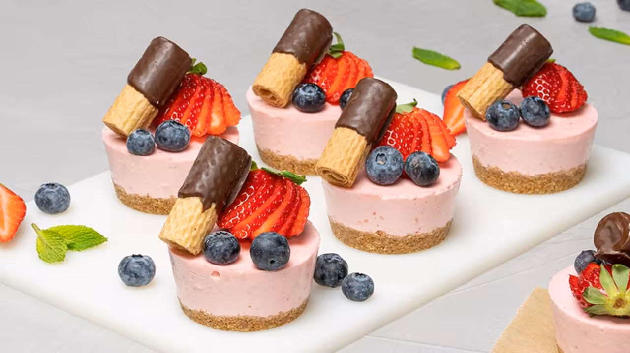 Mini cheesecakes de fresa
