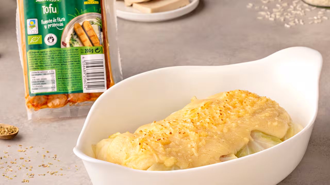 Rollitos de col rellenos al horno