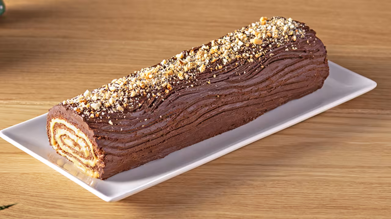 Tronco de turrón y chocolate