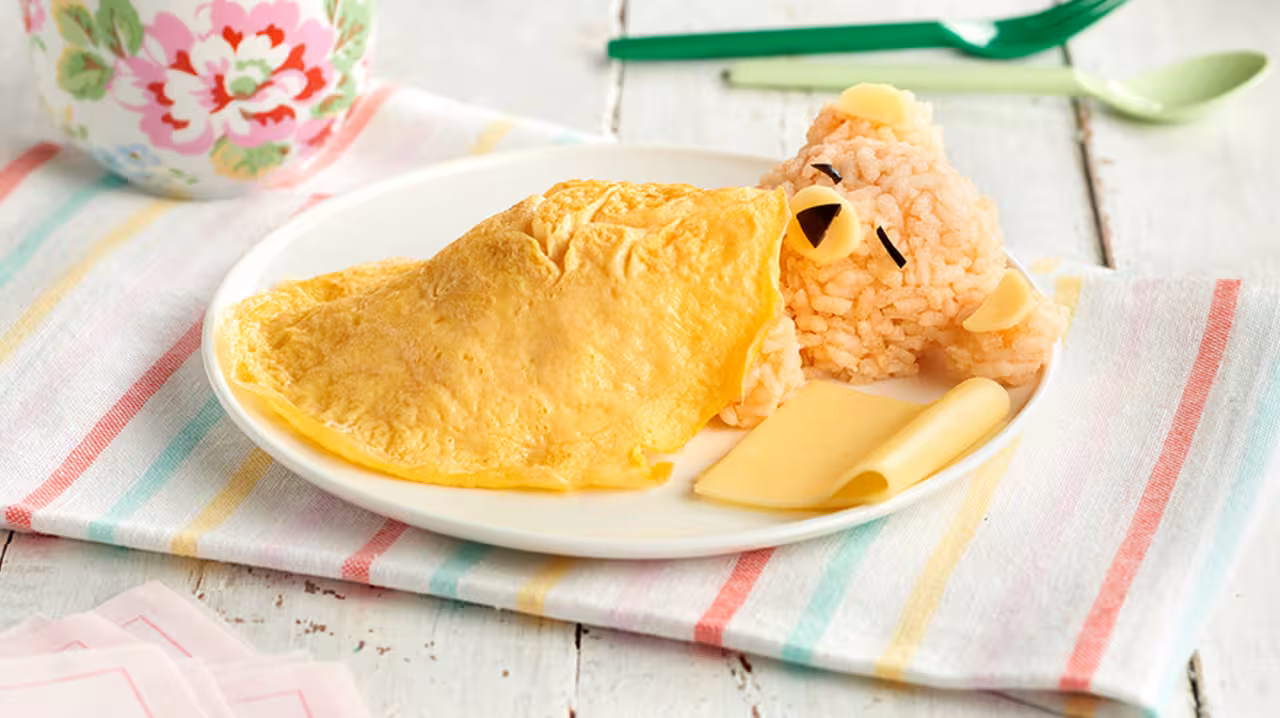 Osito dormilón de arroz con tortilla