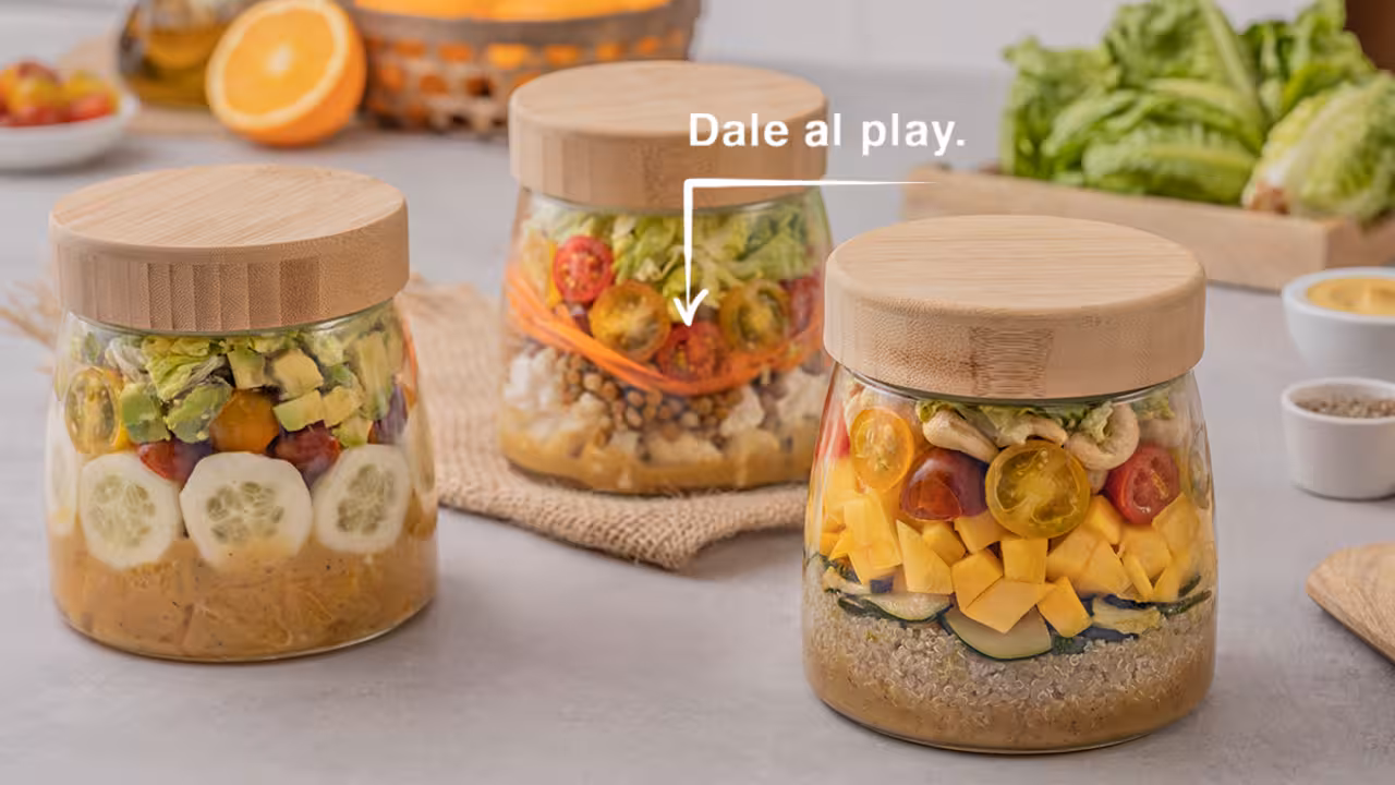 3 ensaladas en tarro