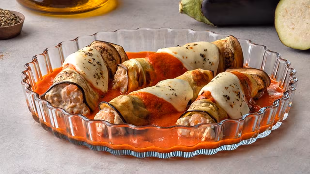 Rollitos de berenjena rellenos de gamba