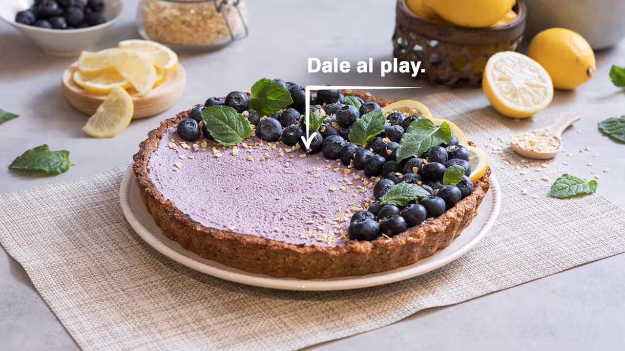 Tarta de limón y arándanos