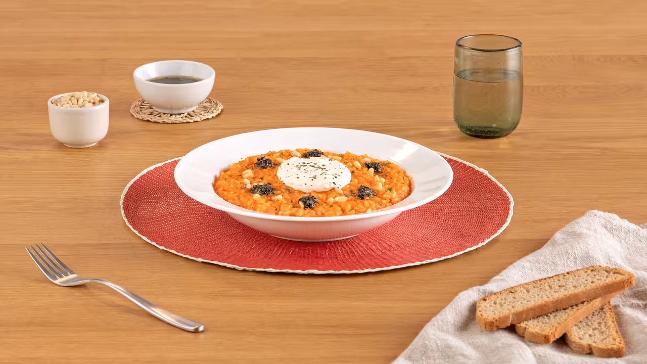 Risotto de tomate y burrata