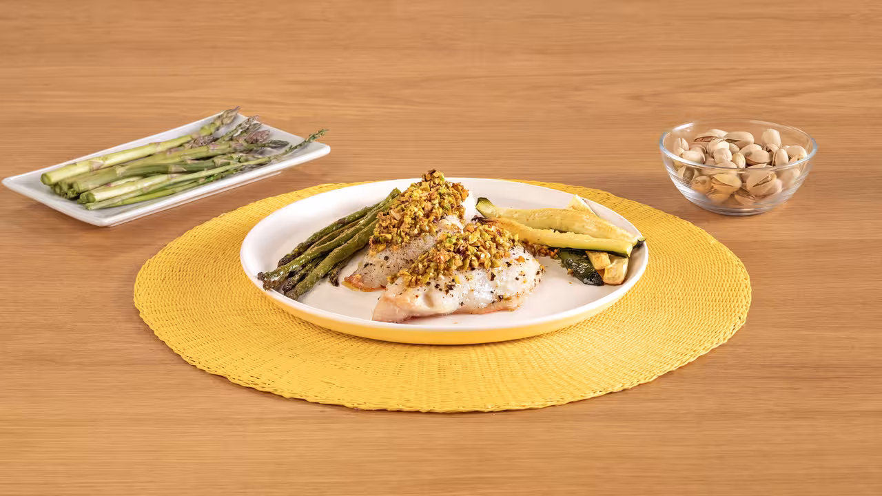 Gallineta al horno con gremolata de pistacho