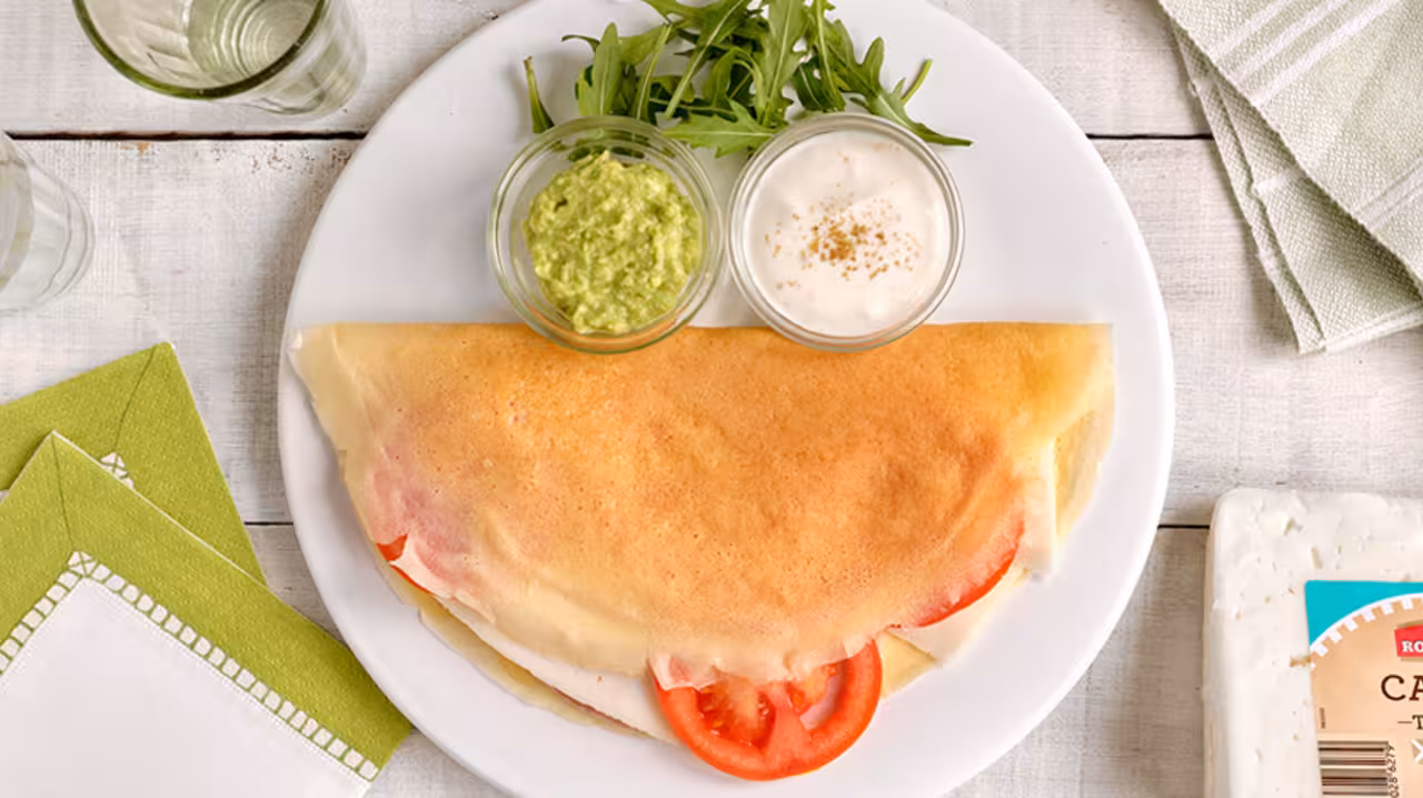 Crêpes de jamón cocido y queso de cabra