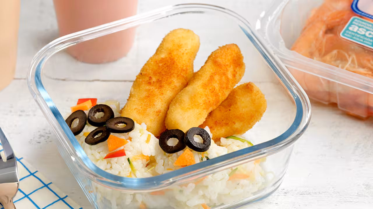 Fingers de pescado y arroz