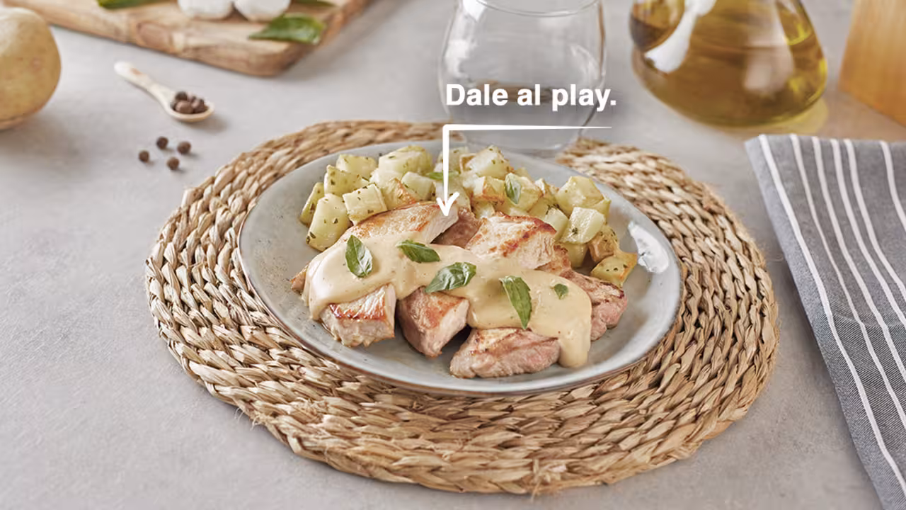 Escalopines en salsa de queso