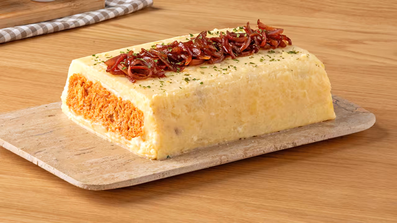 Pastel de patata relleno de pulled pork