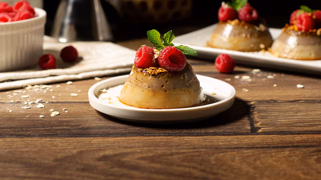 Flan de bebida de avena