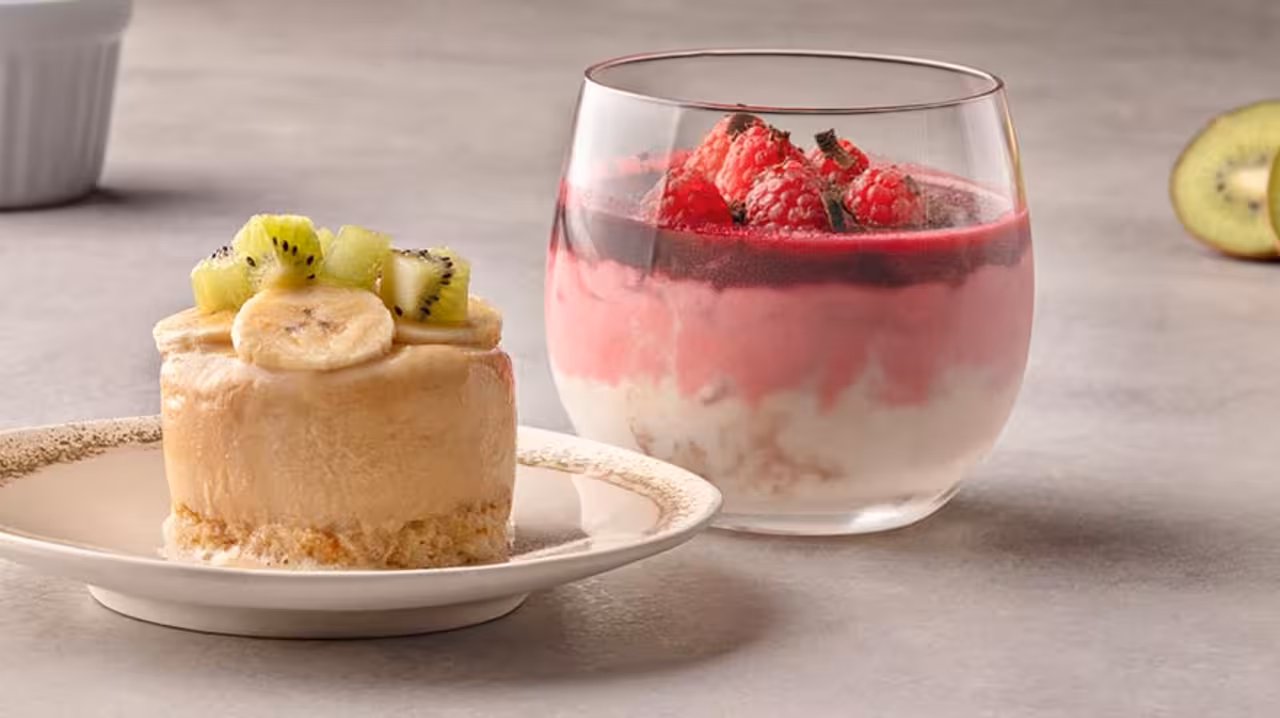2 postres con helados