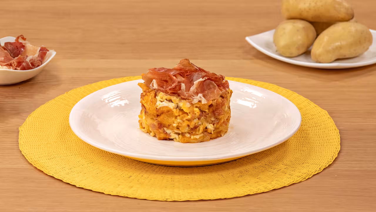 Huevos rotos con jamón