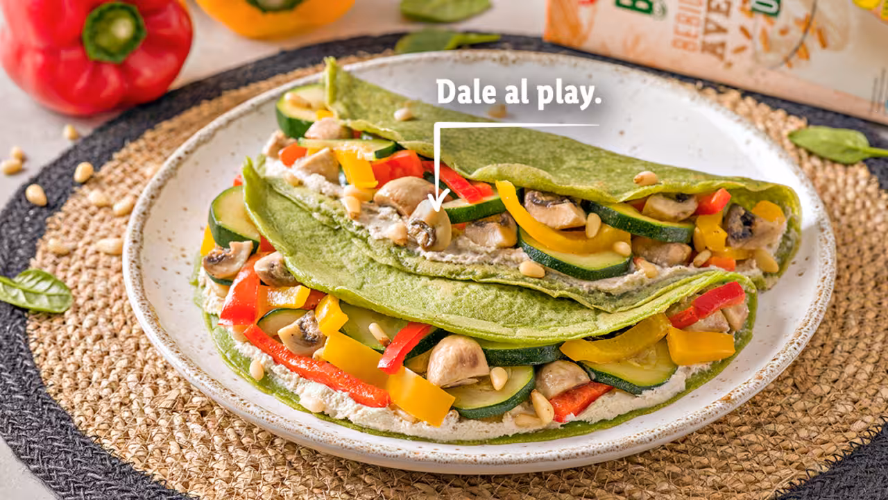 Crêpes de espinacas con verduras