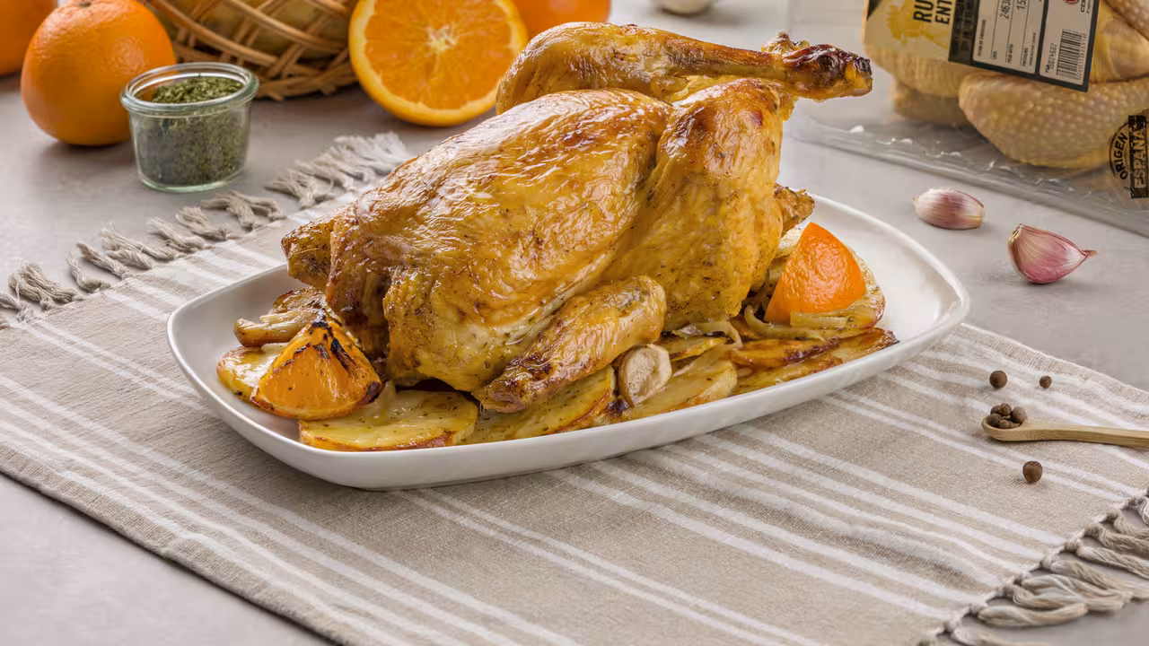 Pollo al horno con naranja