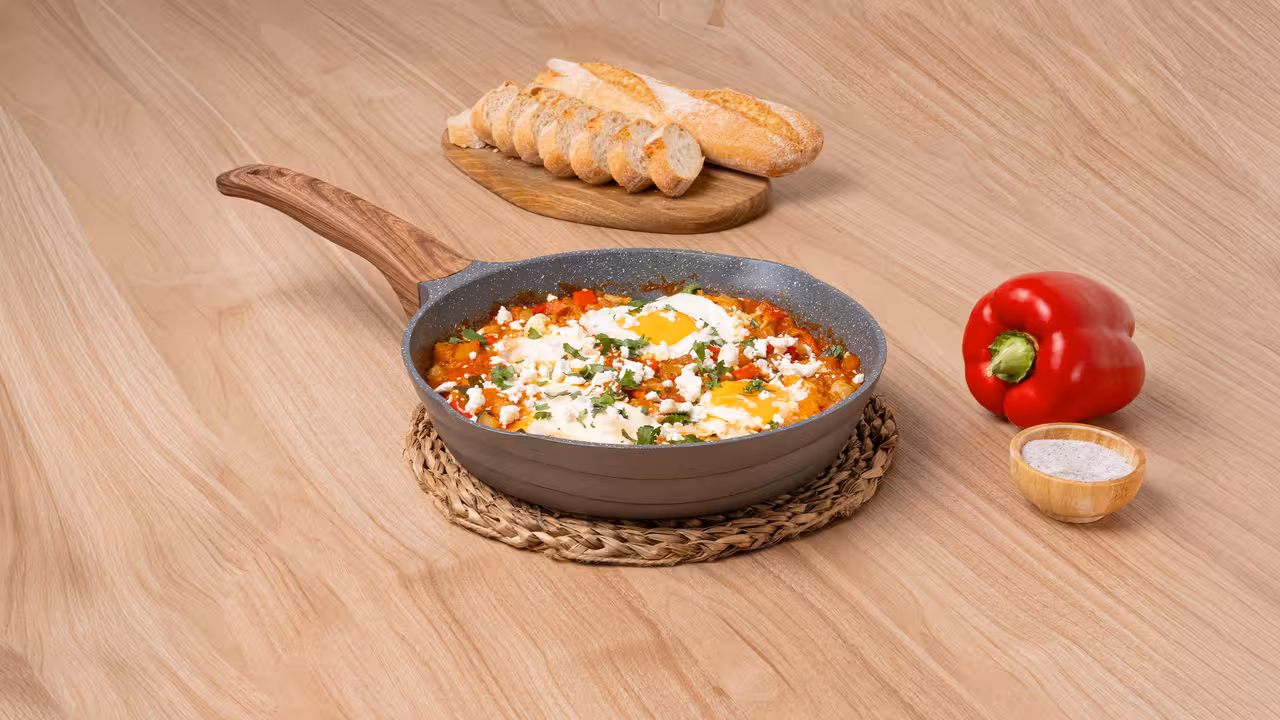 Huevos con pisto de calabaza