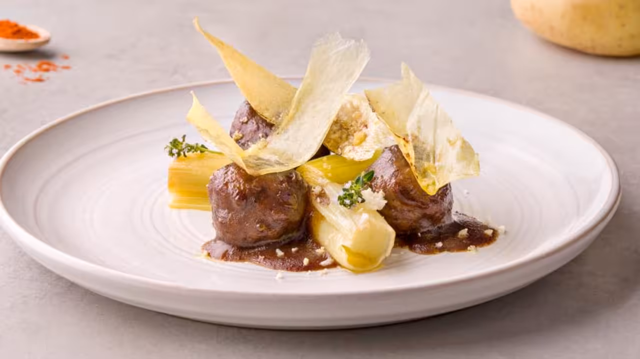 Albóndigas con cristal de patata