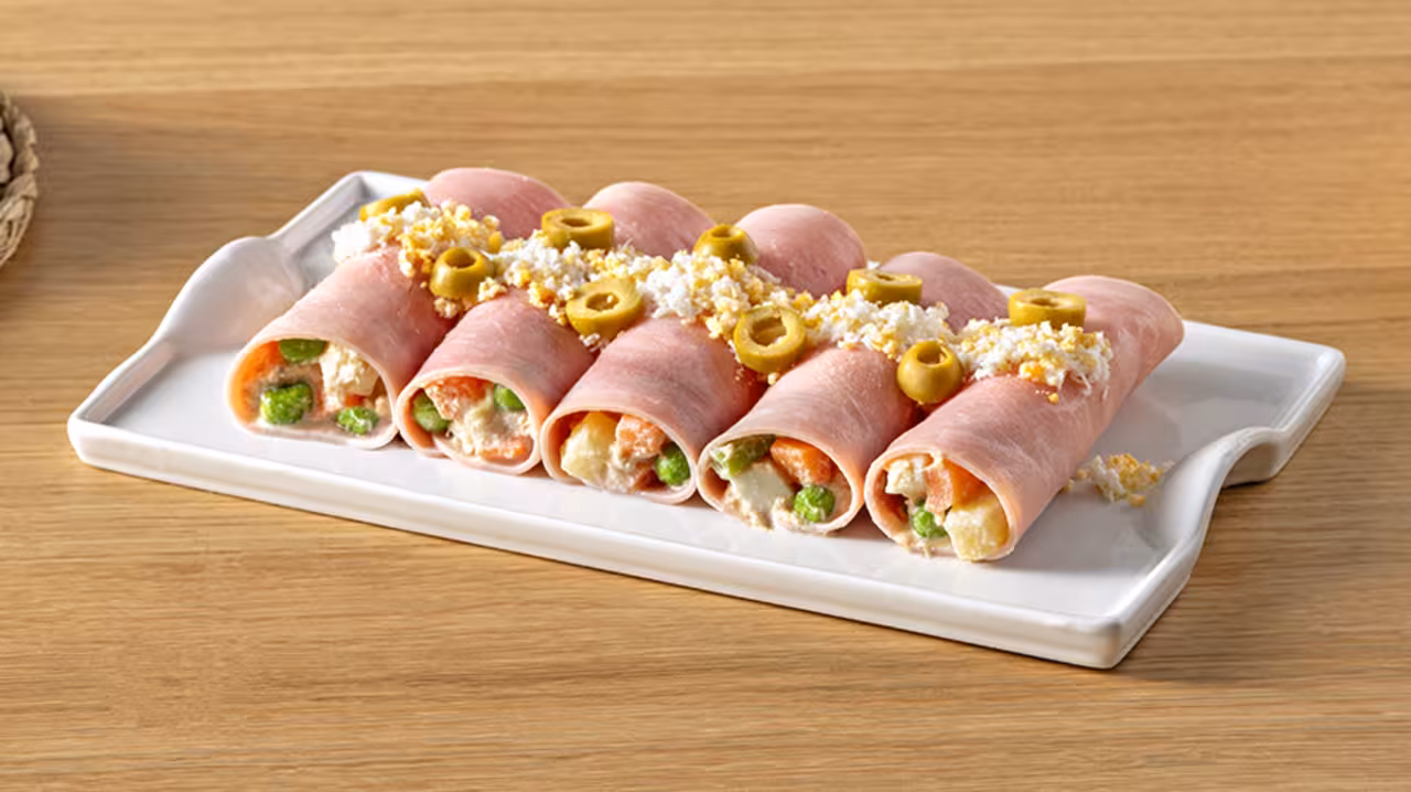 Canelones fríos de jamón cocido
