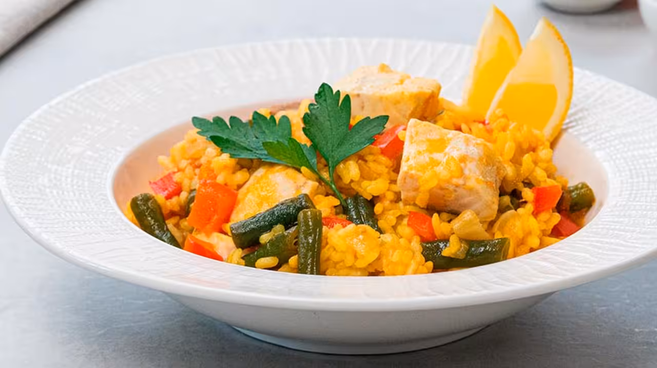 Arroz caldoso de lubina y verduras