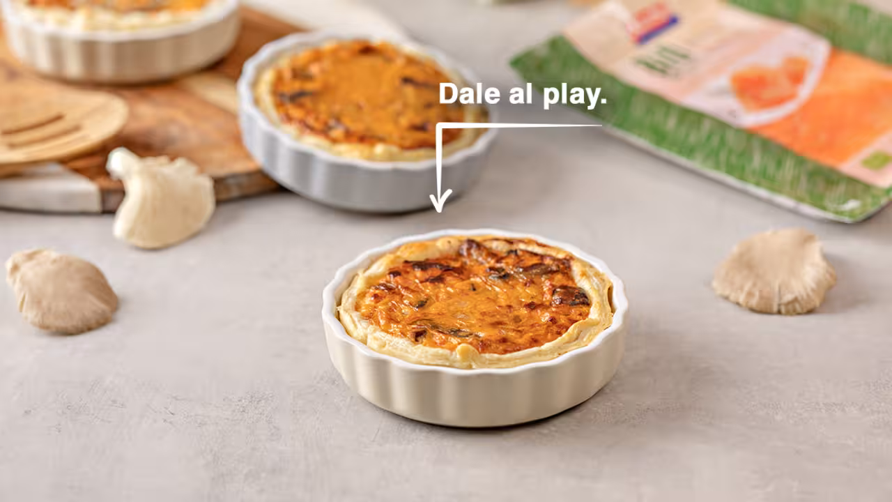 Mini quiche de salmón y setas
