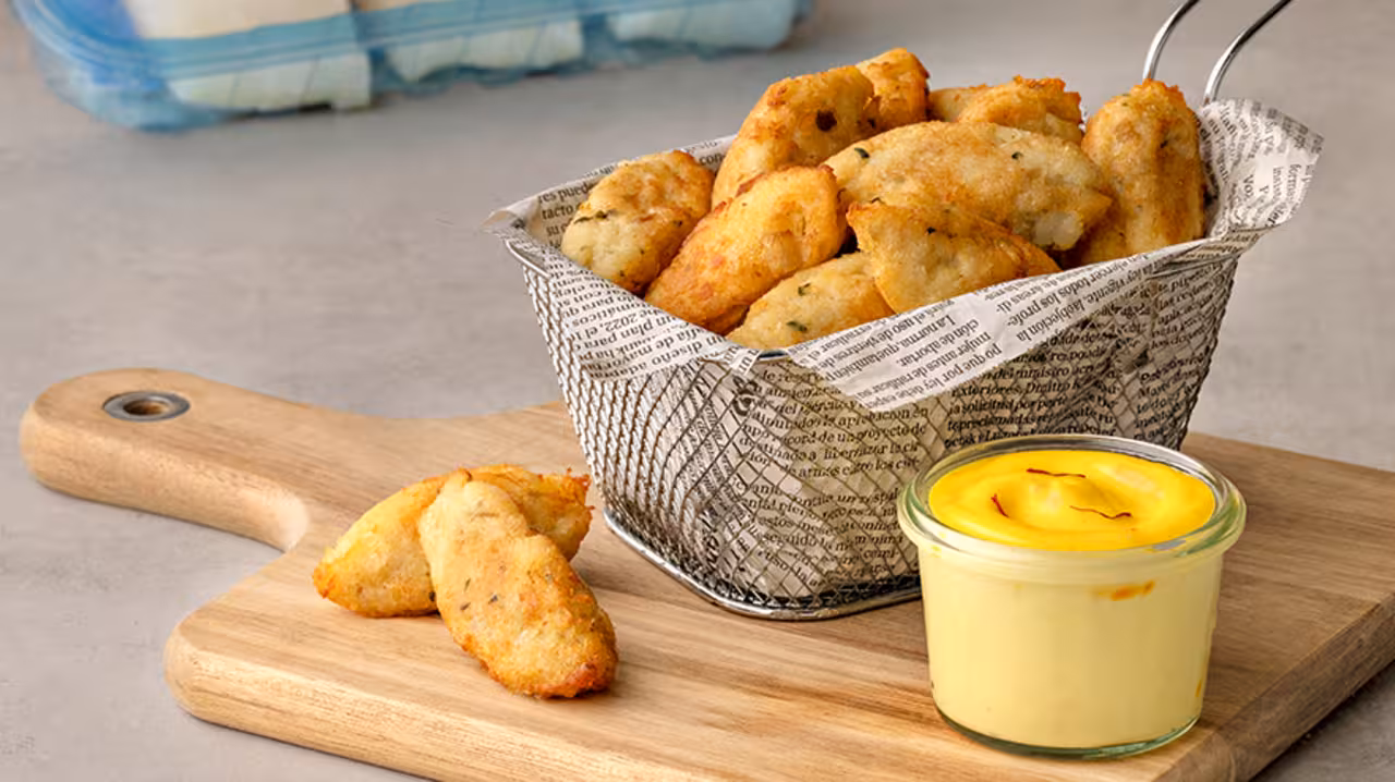 Buñuelos de bacalao con salsa