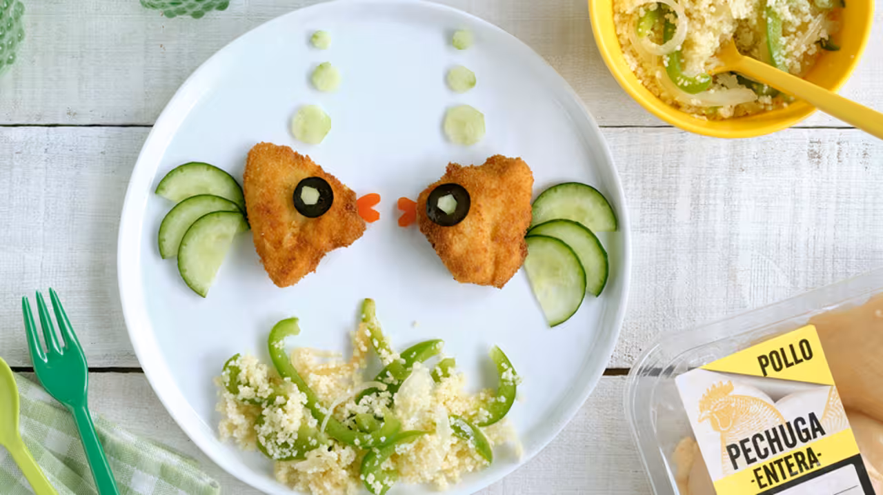 Nuggets con salteado de verduras y cuscús