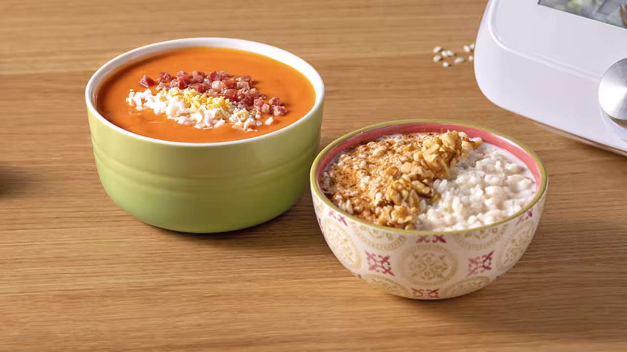 Salmorejo y arroz con leche con Monsieur Cuisine Smart