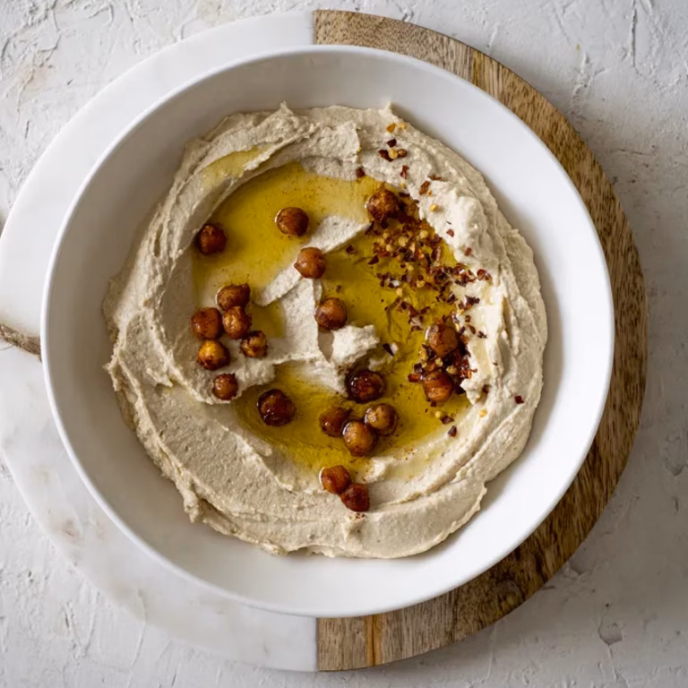 Humus z tahiną i płatkami chili