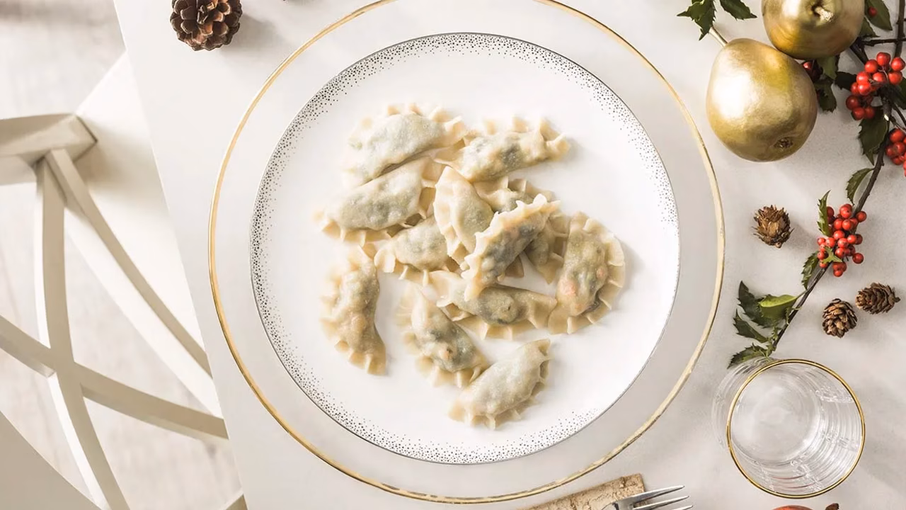 Pierogi ze szpinakiem i krewetkami