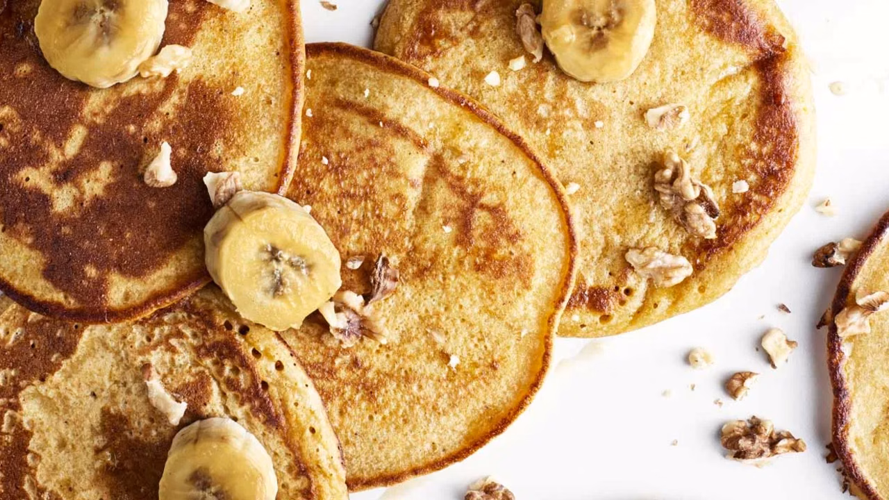 Dyniowe pancakes z karmelizowanymi bananami
