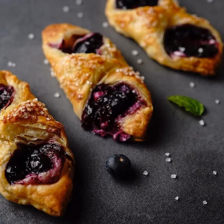Ciasteczka z ciasta francuskiego z borówkami