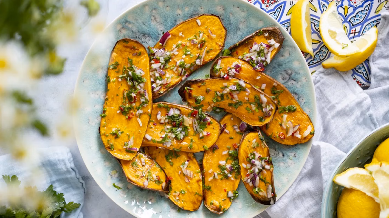 Grillowane bataty z sosem chimichurri