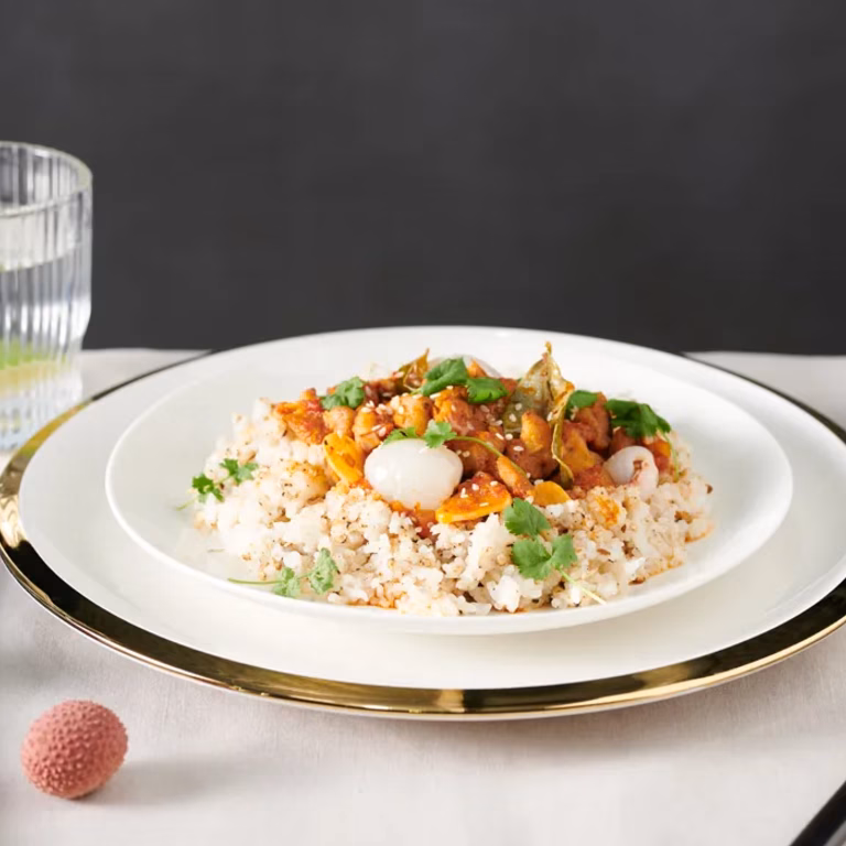 Kurczak z ostrą pastą curry i liczi!
