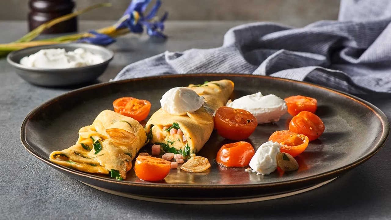 Omlet ze szpinakiem i szynką