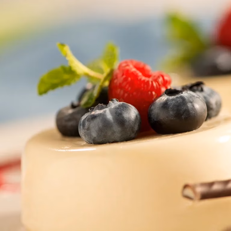 Panna cotta waniliowa z owocami lasu