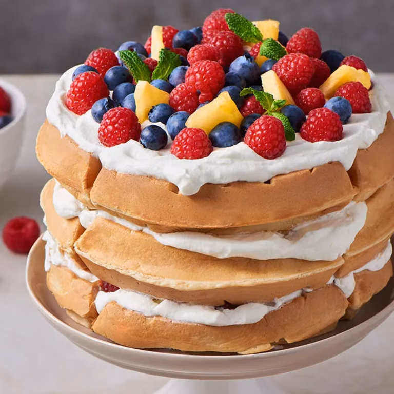 Naked cake z gofrów orzechowych