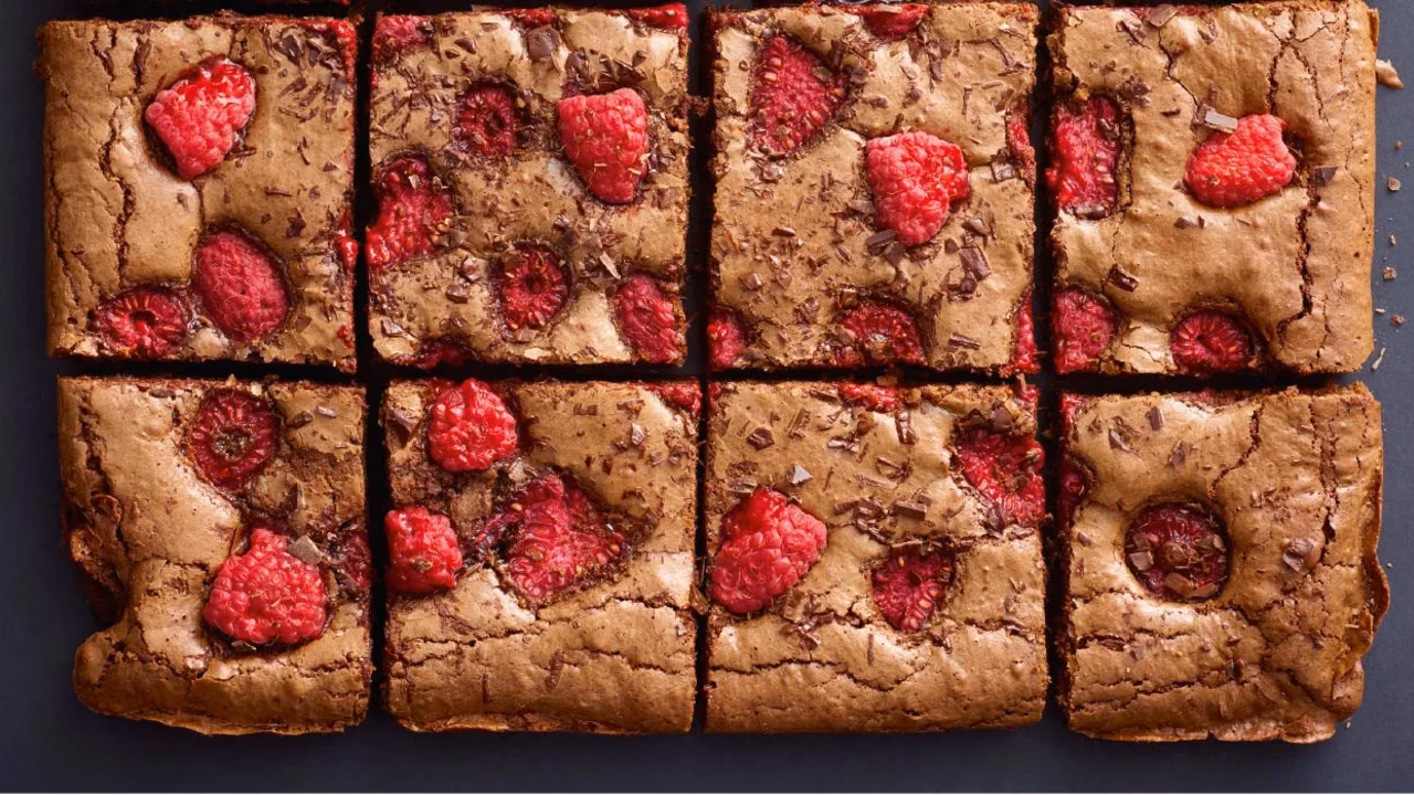 Brownie z malinami