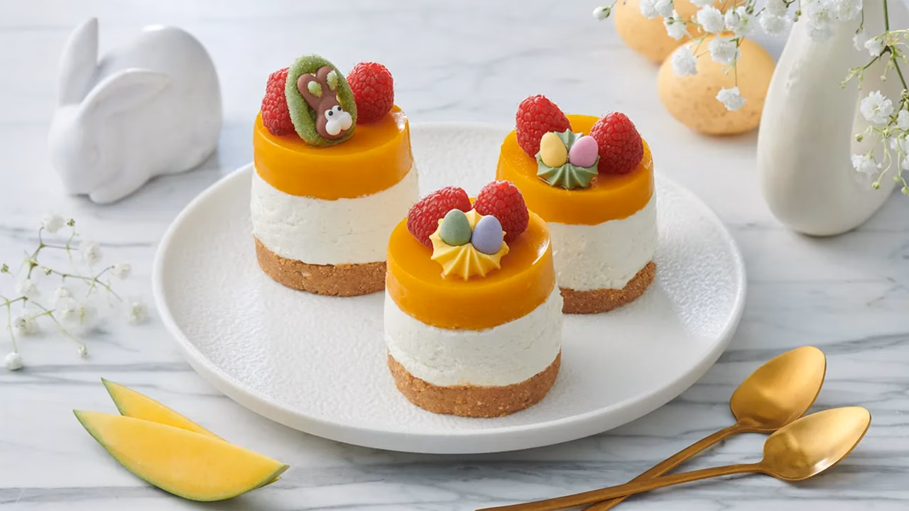 Sernikowe monoporcje z żelką mango