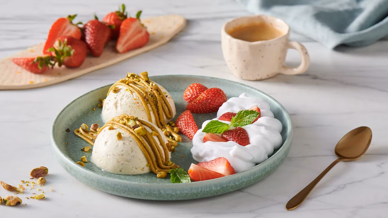 Pistacjowe semifreddo z ricottą