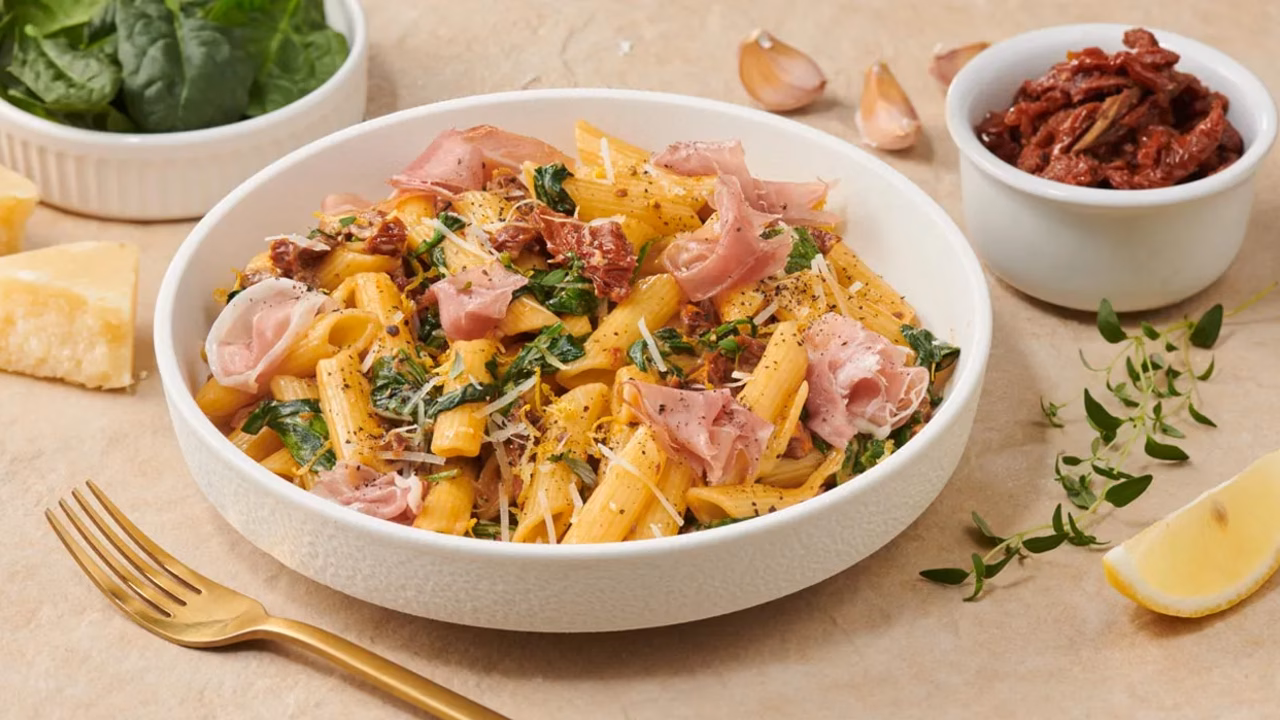 Penne w kremowym sosie z szynką parmeńską