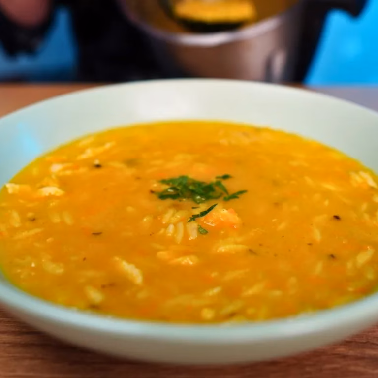Zupa warzywna z kurczakiem i makaronem orzo