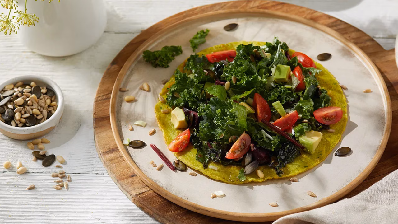 Wegański zielony omlet z silken tofu