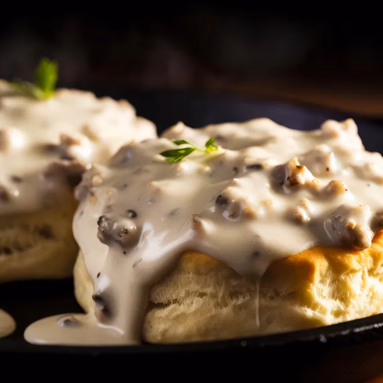 Biscuits and gravy — południowoamerykańskie danie śniadaniowe