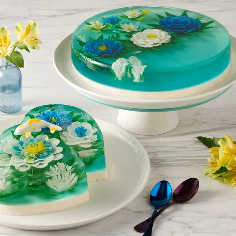 Jelly art – artystyczny sernik z kwiatami
