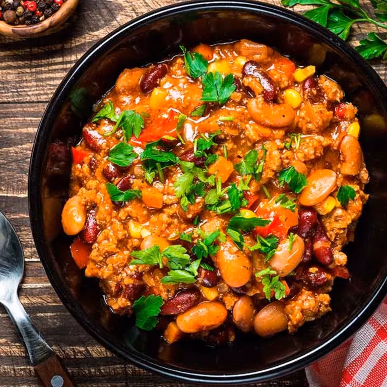 Chili sin carne z mięsem wegańskim