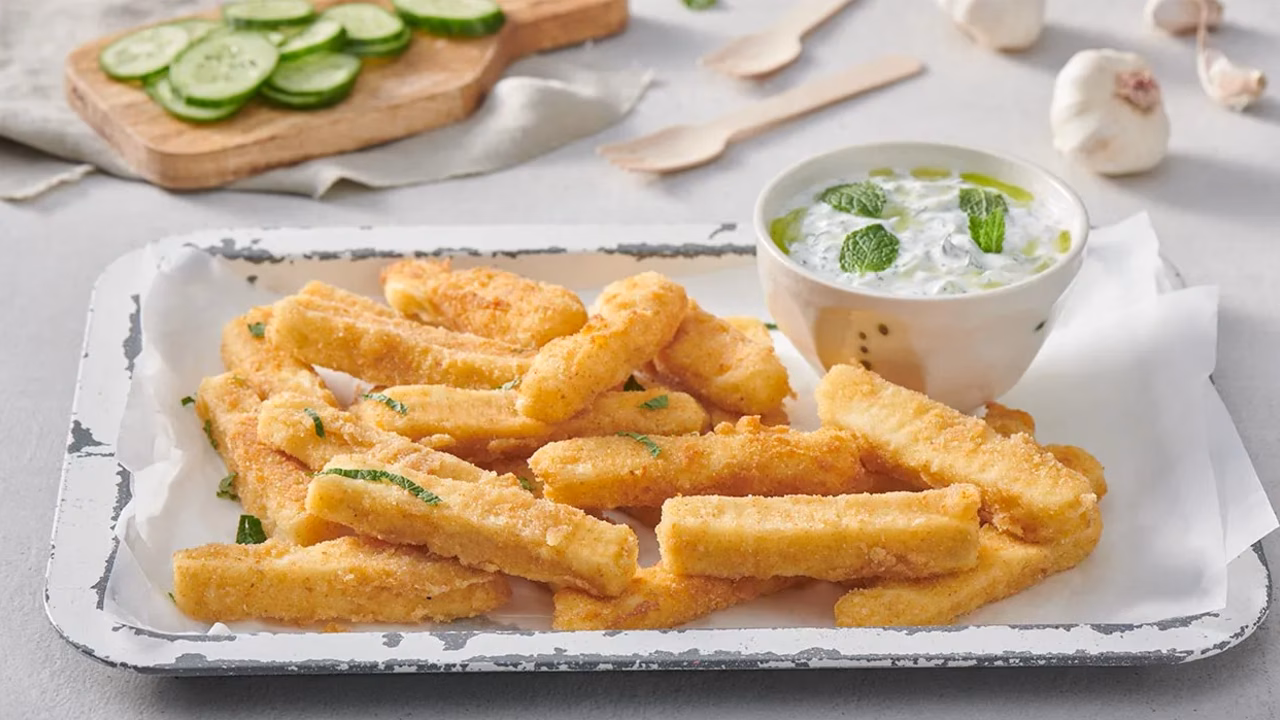 Frytki z halloumi z sosem tzatziki