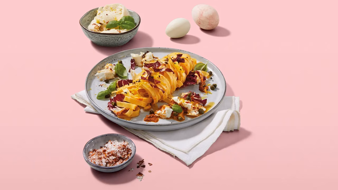 Makaron z serem burrata